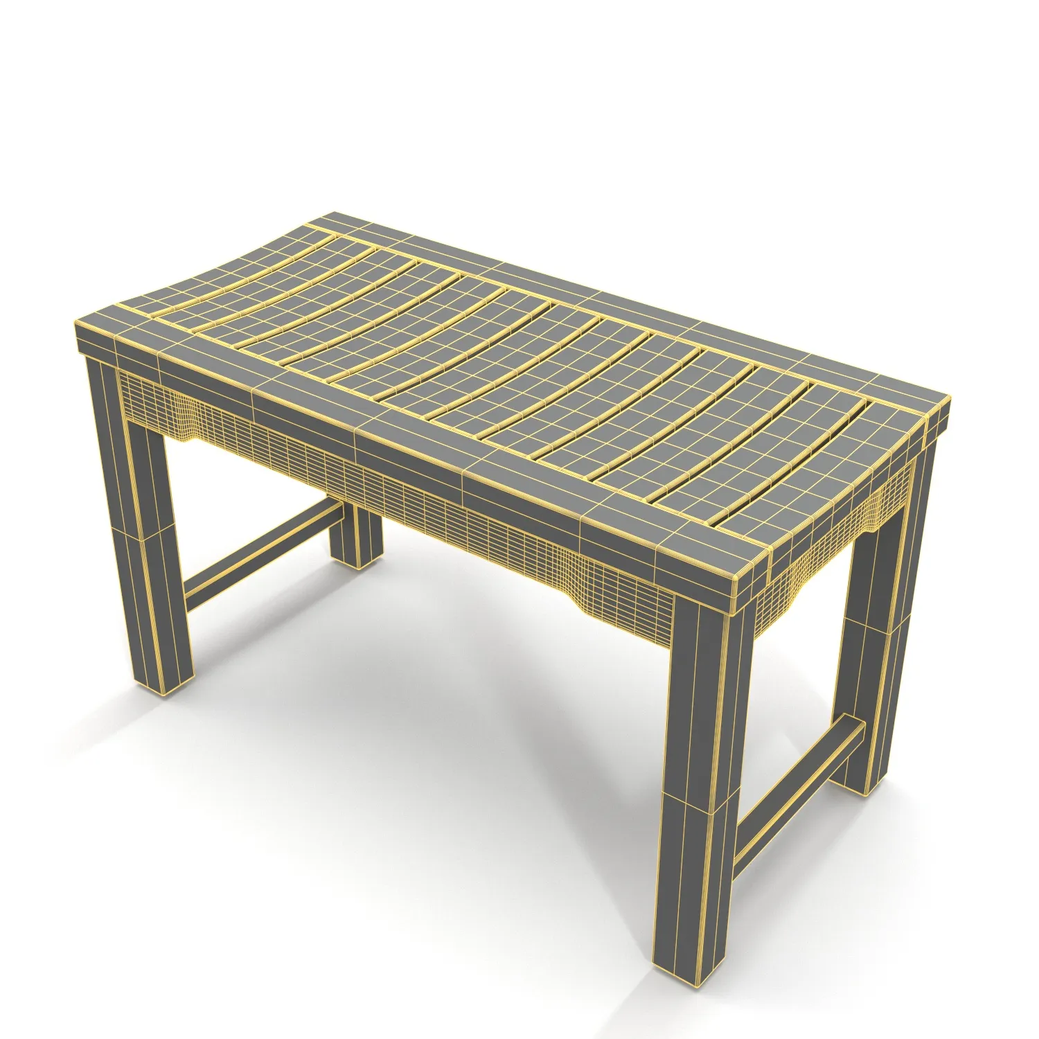 Teak Backless Bench Rosemont PBR 3D Model_07